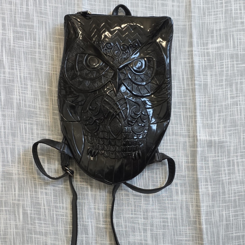 Owl Animal Print Faux Leather Kids Backpack With Embossed Design And Zipper